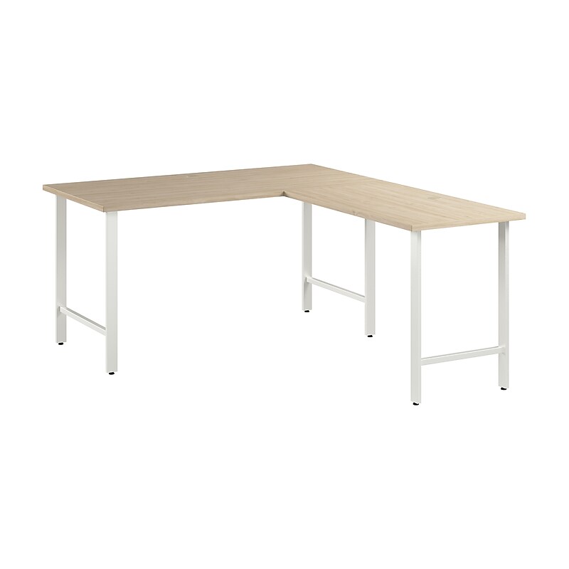 Bush Business Furniture Hustle 60"W L Shaped Computer Desk with Metal Legs, Natural Elm (HUS003NE) image 1