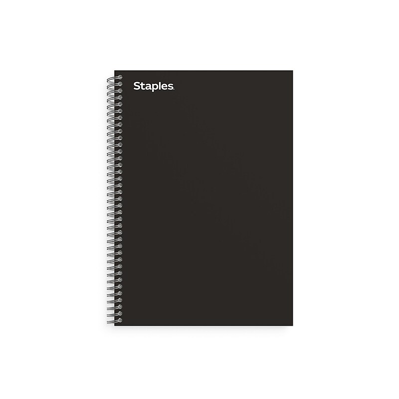 Staples Premium 3-Subject Notebook, 5.88" x 9.5", College Ruled, 138 Sheets, Black (TR58351) image 1