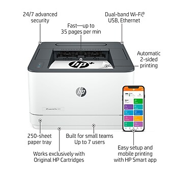 HP LaserJet Pro 3001dwe Wireless Black & White Printer with HP+ Smart Office Features, bonus 3 months Instant Ink (3G650E#BGJ)