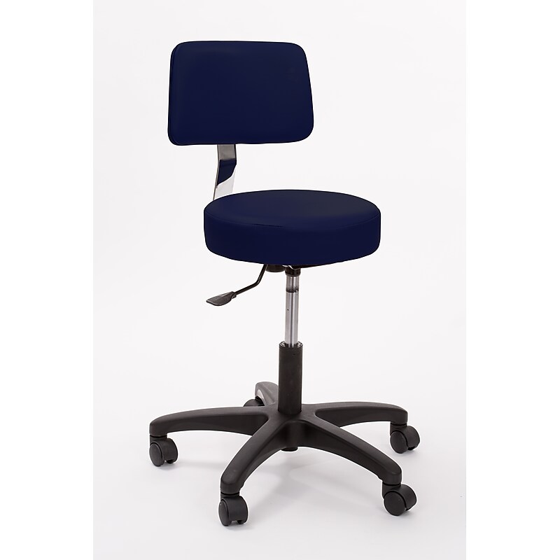 Brandt Industries Armless Vinyl Medical Stool with Backrest (13422 Navy) image 1