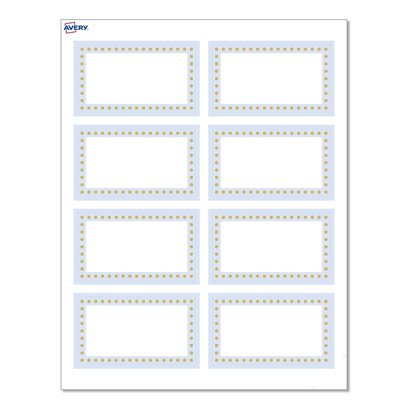 Avery Blue Border w/ Gold Dots Matte Blank Card, White, 80/Pack (S00-D2J) image 1