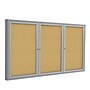 Ghent 3 Door Enclosed Natural Cork Bulletin Board, Satin Aluminum Frame, 4'H x 8'W, (GHEPA34896K)~#|#~350D8F1D-1401-4F5B-96F795839E93FB2C_sc7