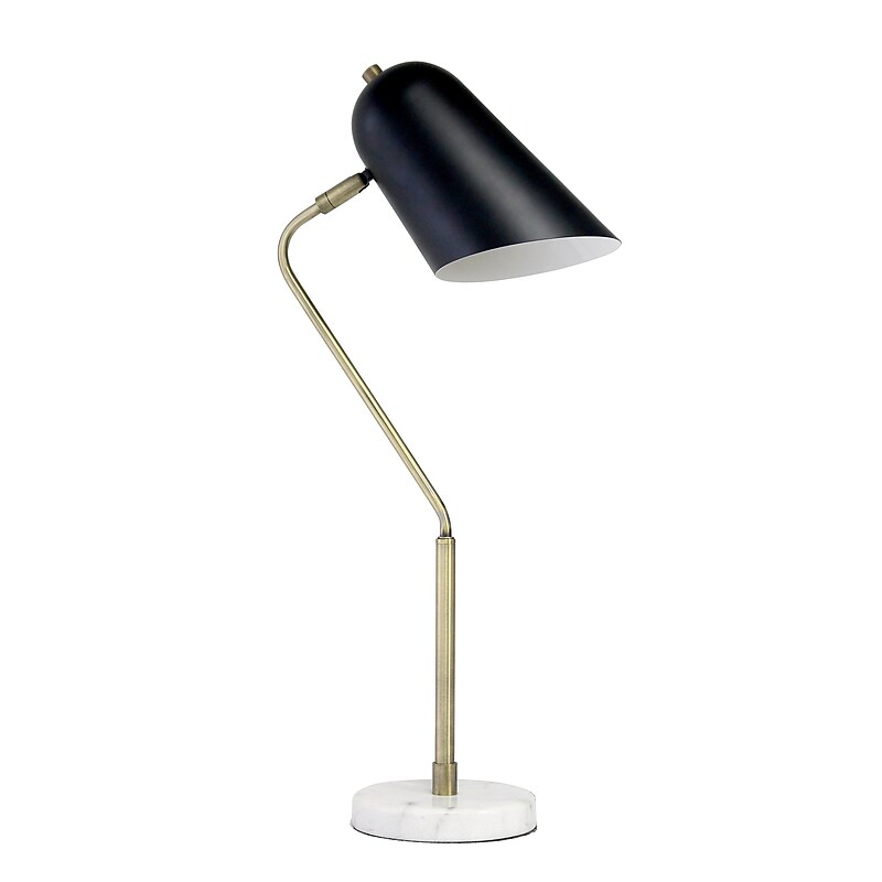 Lalia Home Studio Loft Asymmetrical LED Desk Lamp, 24", Antique Brass/Matte Black/Marble White (LHD-5058-AB) image 1