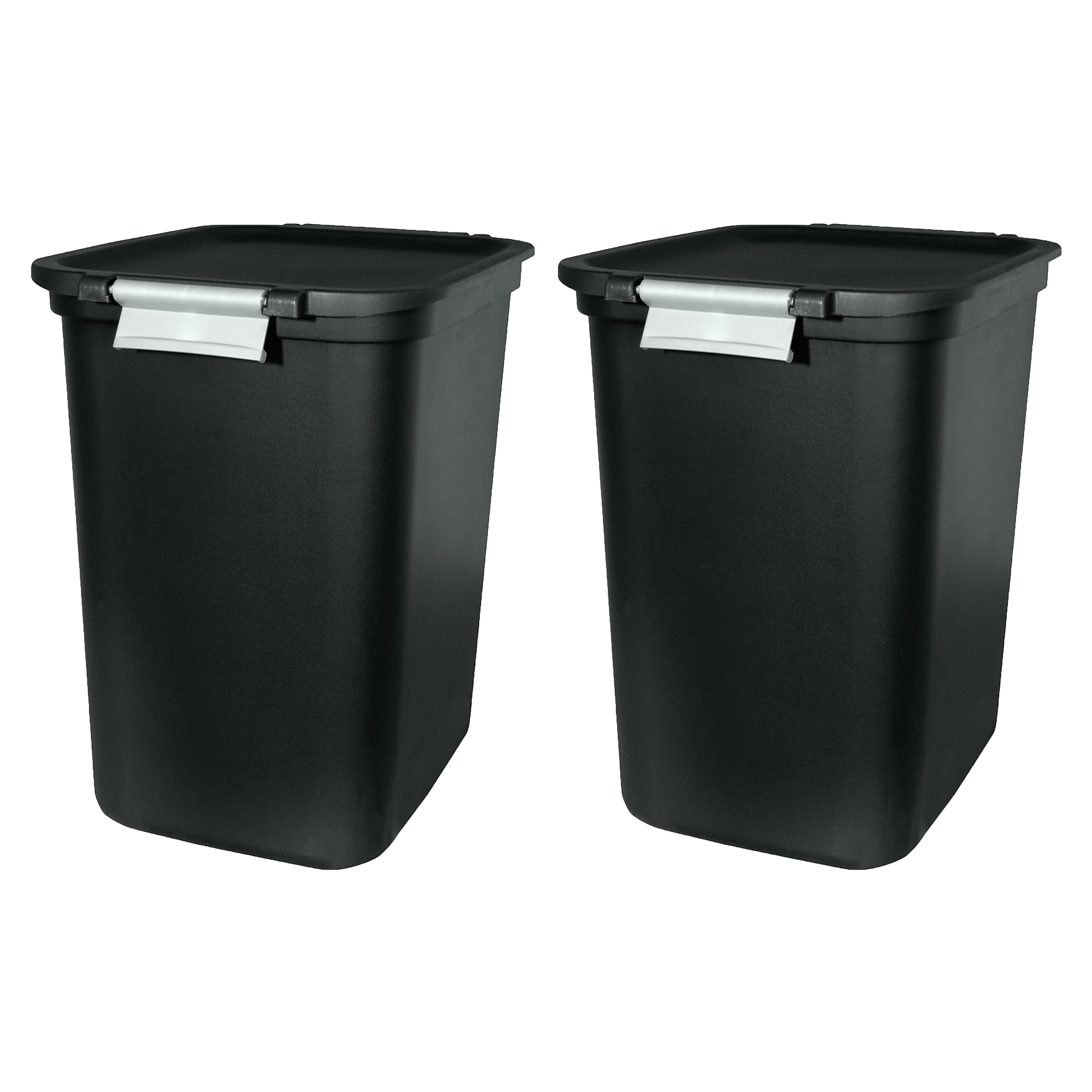 Hefty Locking Hinged Lid Trash Can, 7.7 Gallons, Black, 2/Pack (HFTCOM229207507) Sansujyuku sansujyuku.com