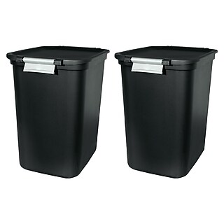 Hefty Lockable Step On Trash Can, 12 Gallon, Black, 2/Pack