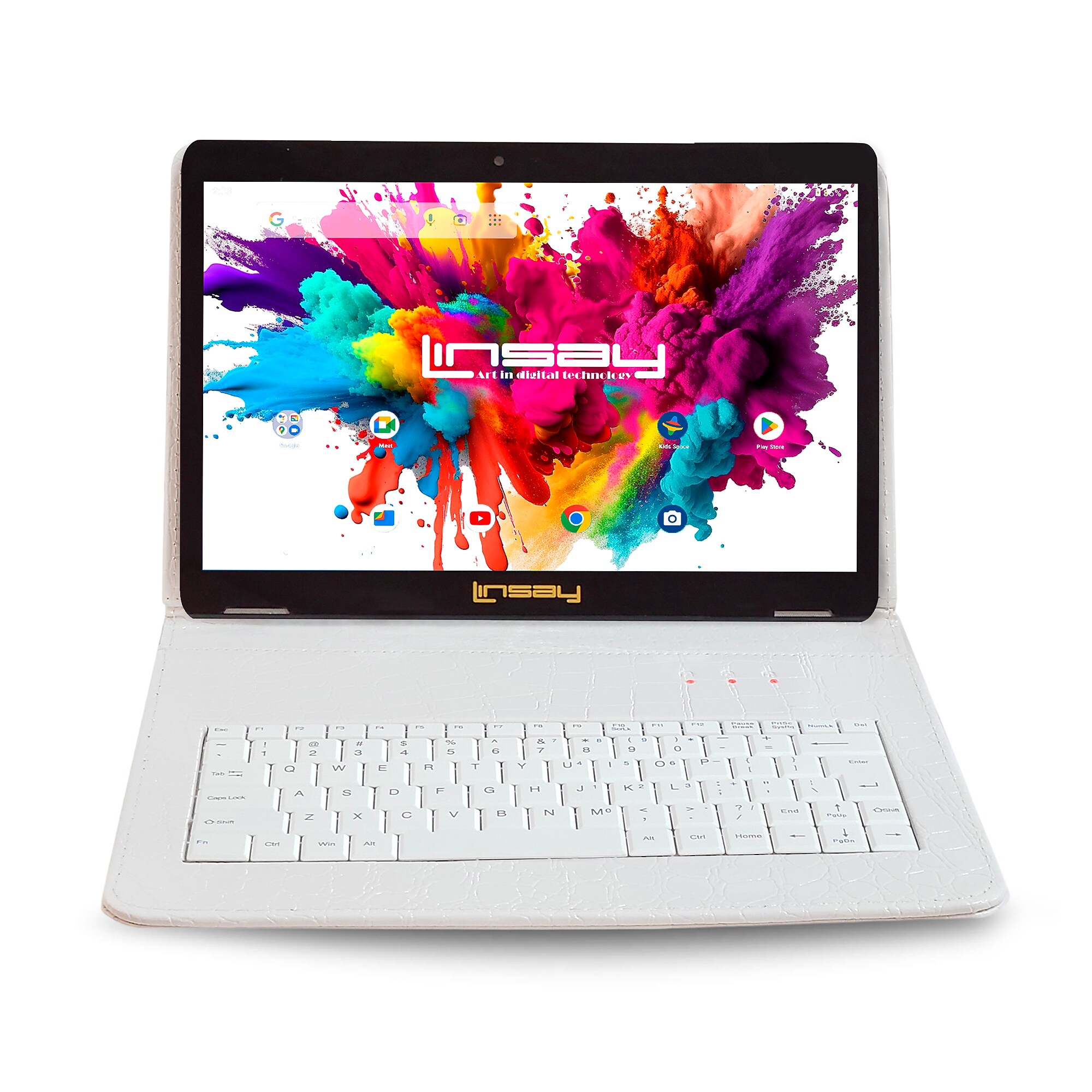 Linsay Octa Core 10.1″ Tablet, 128GB Storage, Android 15, Bundle with White Crocodile Style Keyboard (F10IPGKCOWHITE) Sansujyuku sansujyuku.com