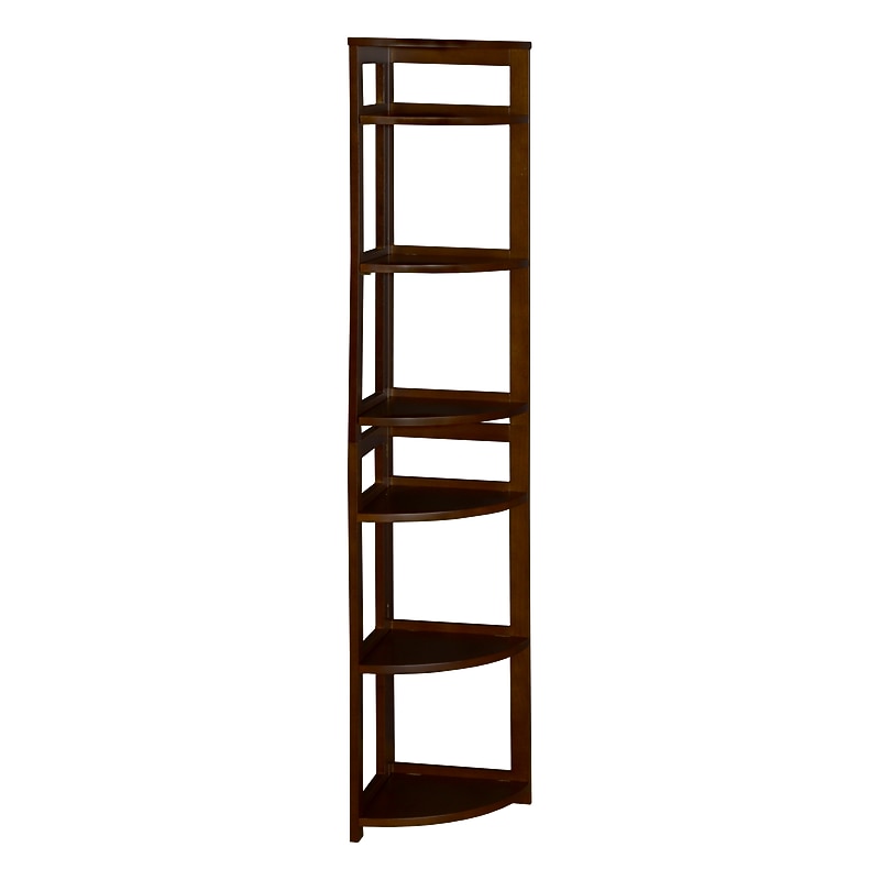 Niche Flip Flop 5 Shelf 67"H Corner Folding Bookcase, Mocha Walnut (FFC6712MW) image 1