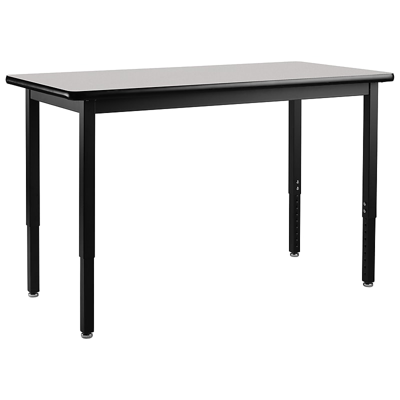 NPS HD Series Height Adjustable Heavy Duty Steel Table, 30" x 72", Black Frame/Grey Nebula HPL Top (HDT3-3072HGY) image 1