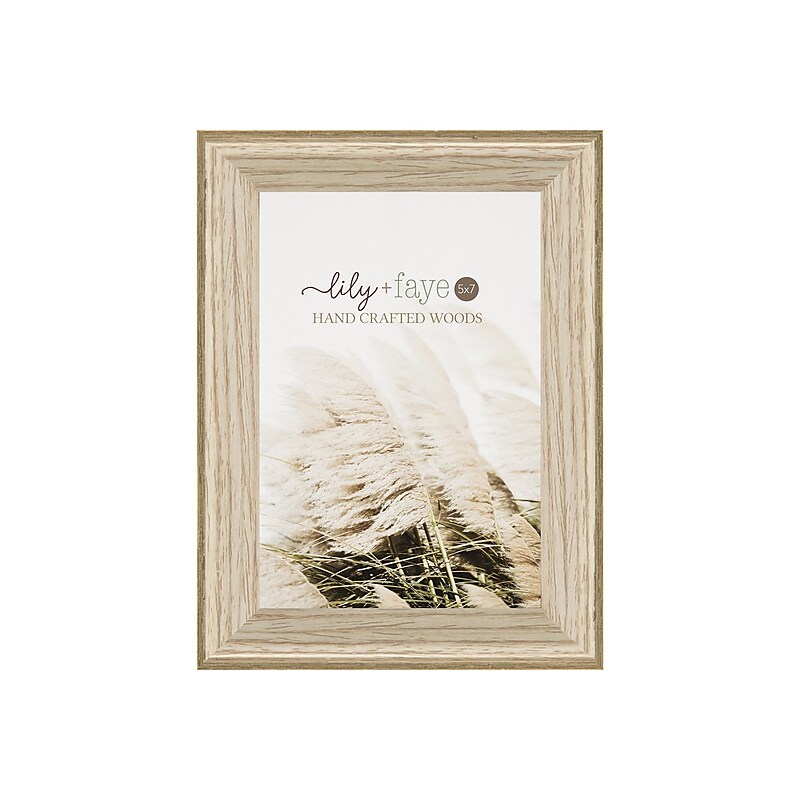 Enchante lily + faye 5" x 7" MDF Picture Frame, Natural Wood/Gold (7G75-57A N&G) image 1