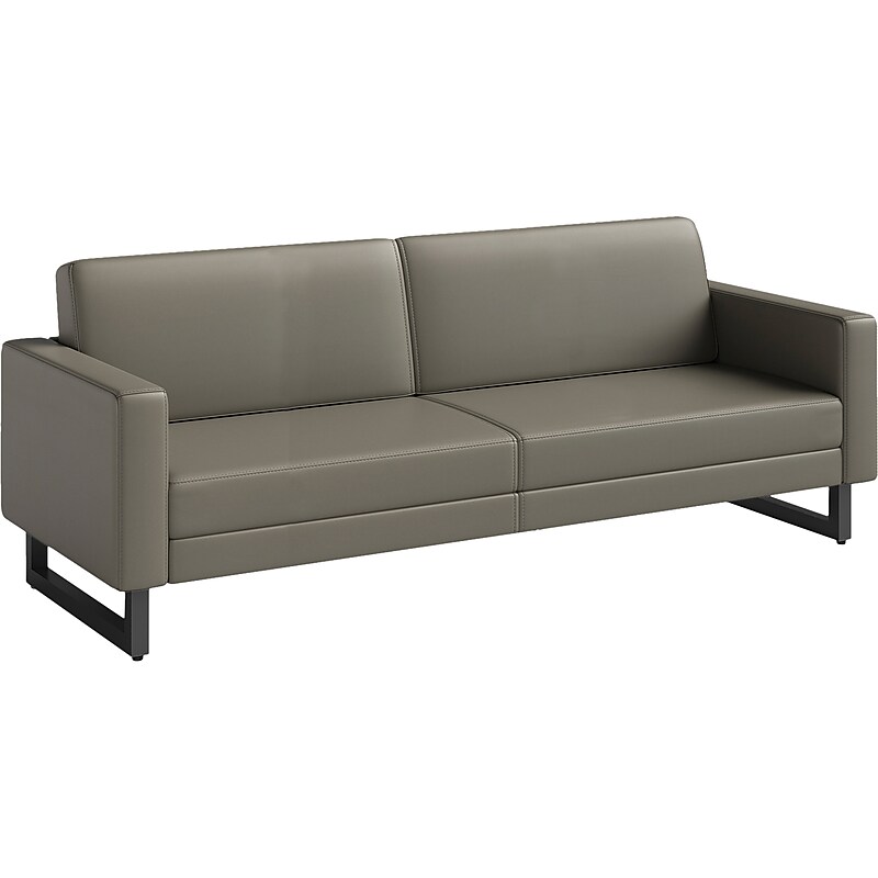 Safco Mirella 77" Vinyl Lounge Sofa, Gray (1730MRL2BLKGR) image 1