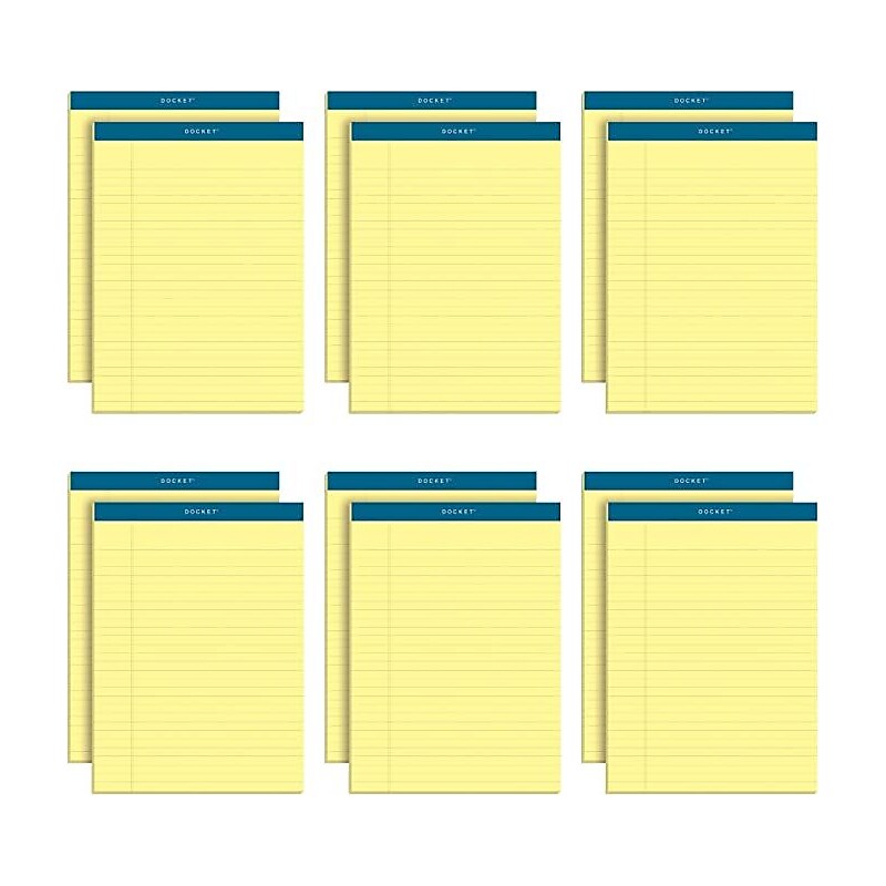 TOPS Docket Notepads, 8.5" x 11.75", Wide Ruled, Canary, 50 Sheets/Pad, 12 Pads/Pack (TOP63400) image 1