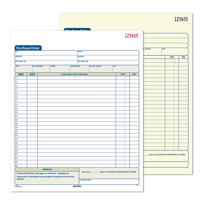 Adams 2-Part Carbonless Purchase Order, 8 3/8