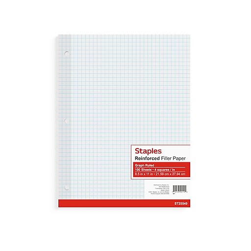 Basics Graph Ruled Loose Leaf Filler Paper 100 Sheet 11 x 8.5 Inch  Pack