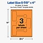 Avery Laser/Inkjet Sealing Labels, 5-7/8" x 4", Bright Orange, 30 Labels/Pack (19479370792)~#|#~3549E1F2-358B-465D-B0D4653B4EA1B727_sc7