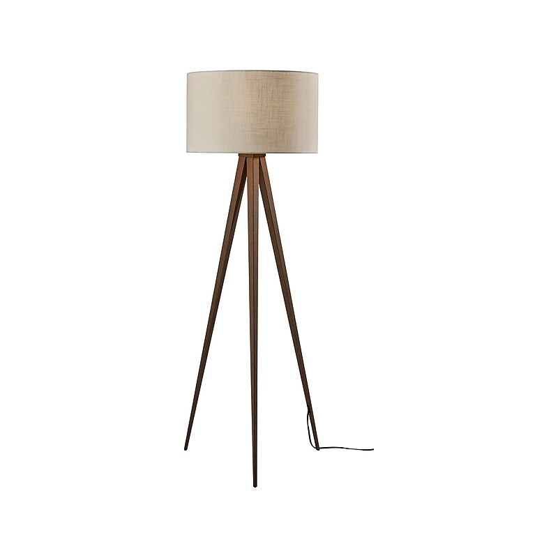 Adesso Director 60.25" Walnut Floor Lamp with Off-White Drum Shade (6424-15) image 1