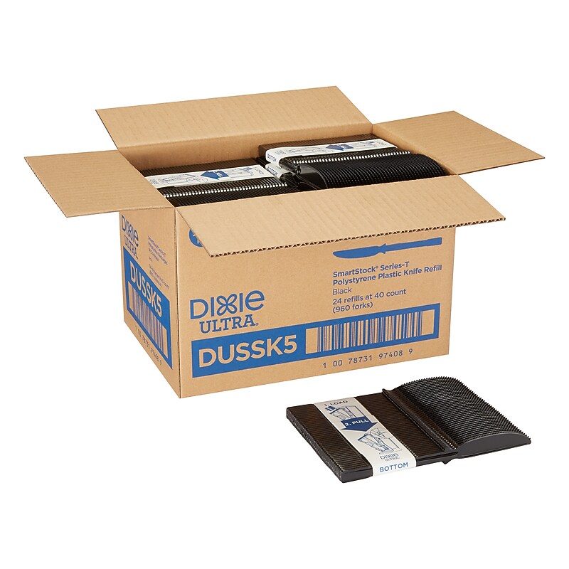 Dixie Ultra SmartStock Series-T Polystyrene Knife Set, Black, 960/Carton (DUSSK5) image 1