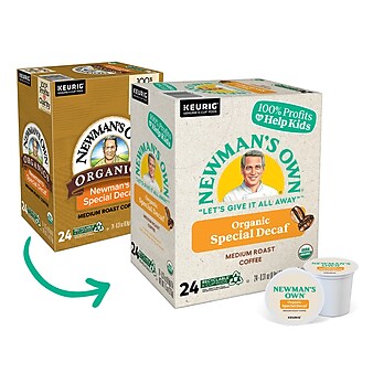 Newman's Own Organics Special Decaf Coffee Keurig® K-Cup® Pods, Medium Roast, 24/Box (4051)