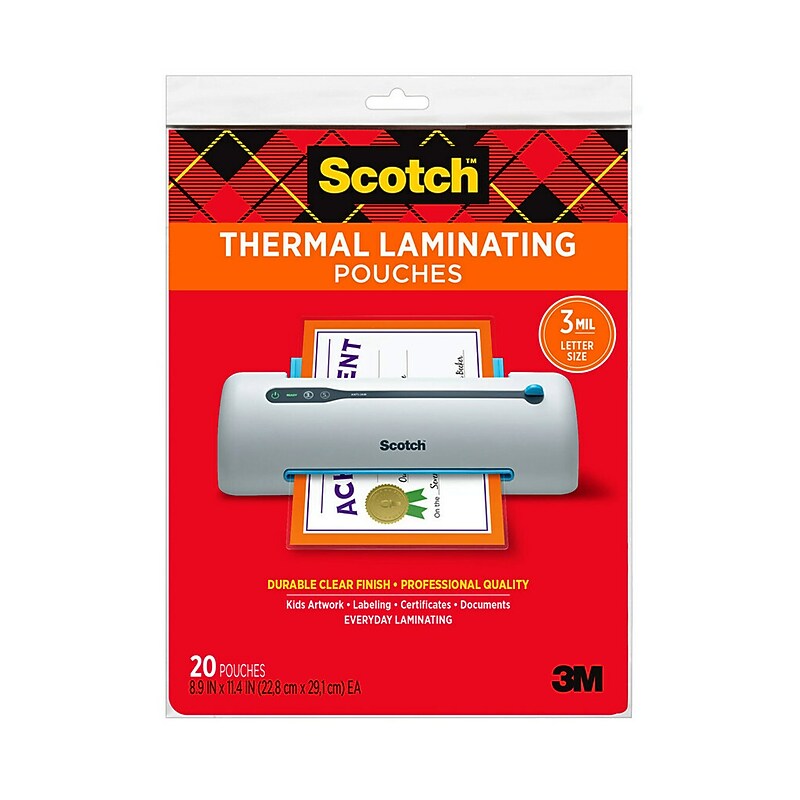 Scotch Thermal Laminating Pouches, Letter Size, 3 Mil, 20/Pack (TP3854-20) image 1