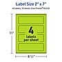 Avery Rectangle Multipurpose Labels, 2" x 7", Bright Green, 40/Pack (94243)~#|#~35633FCE-9A59-425E-877288EF266AD8E3_sc7