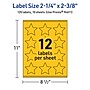 Avery Star Laser/Inkjet Multipurpose Labels, 2-1/4" x 2-3/8", Bright Yellow (120/Pack)~#|#~35728A51-3410-420F-9DBB218D50046AA9_sc7