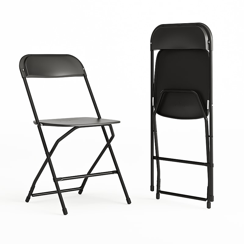 Flash Furniture HERCULES Series Plastic Banquet/Reception Chair, Black, 2/Pack (2LEL3BLACK) image 1