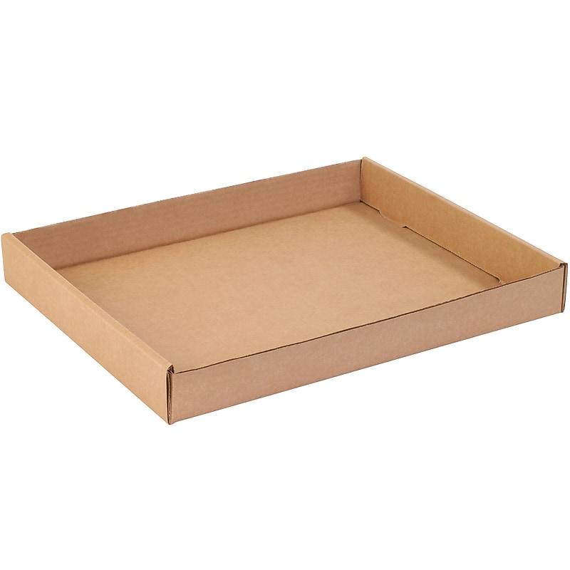 15" x 12" x 1.75" Kraft Tray, 32 ECT, Kraft, 50/Bundle (15122CT image 1