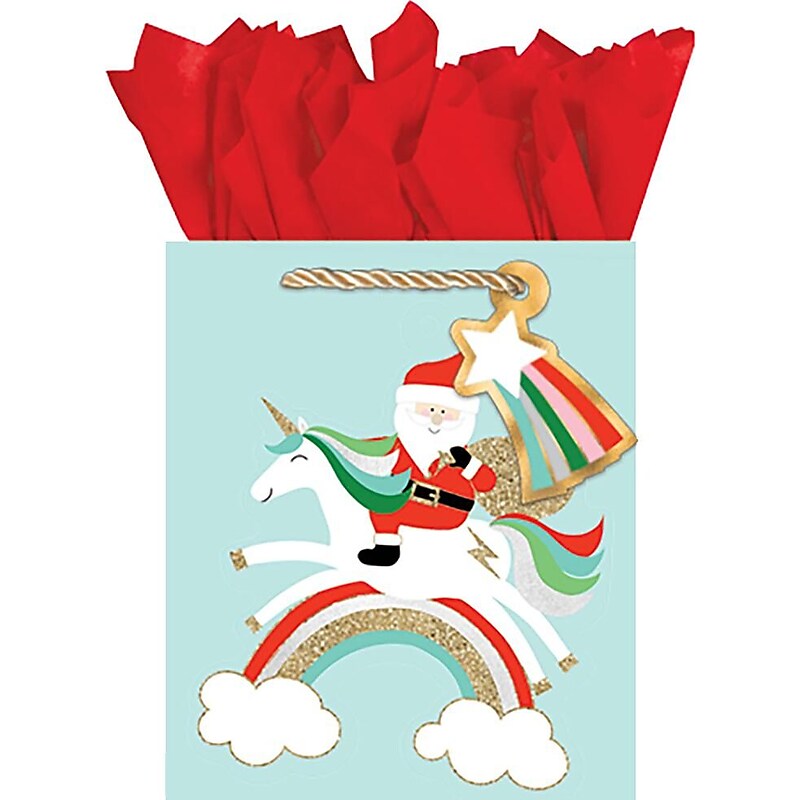 JAM Paper Small Merry Unicorns Gift Bags, Assorted Colors, 120/Pack (526BXTT7441) image 1