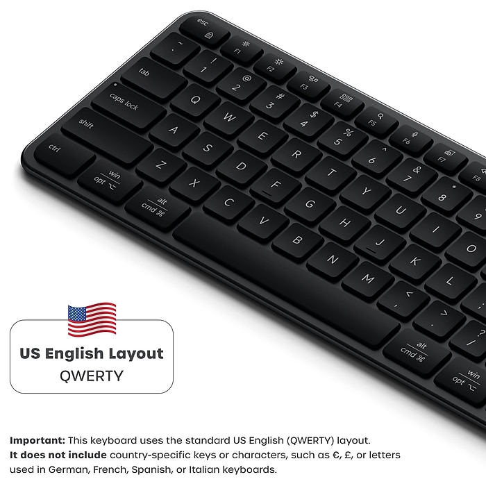 Satechi Slim EX3 Wireless Keyboard, USB-C, Space Black (ST-KEX3C