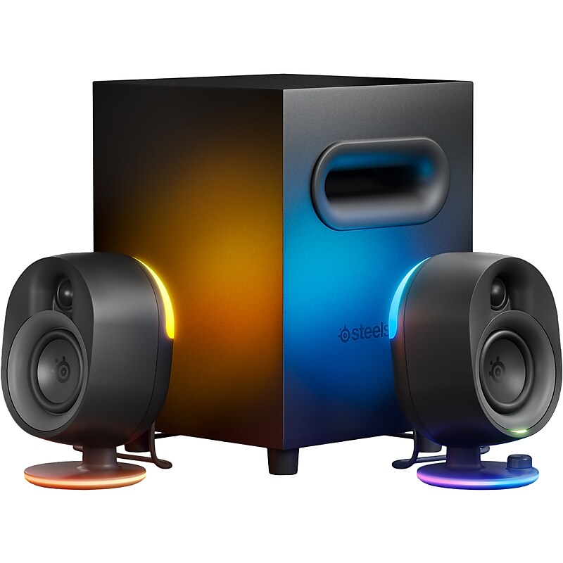 SteelSeries Arena 7 Immersive 2.1 Gaming Speaker System with Reactive Illumination, Black (61541) image 1