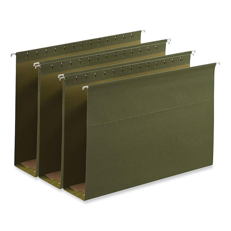 Universal Reinforced Recycled Hanging File Folder, Legal Size, Green, 25/Box (UNV14153) image 1