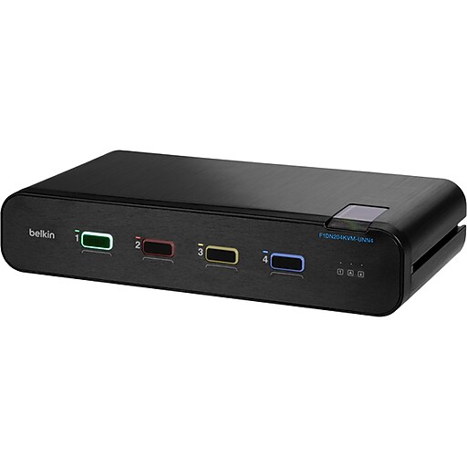 Belkin Universal 2nd Gen F1DN204KVMUNN4 Secure 4Port KVM Switch Staples