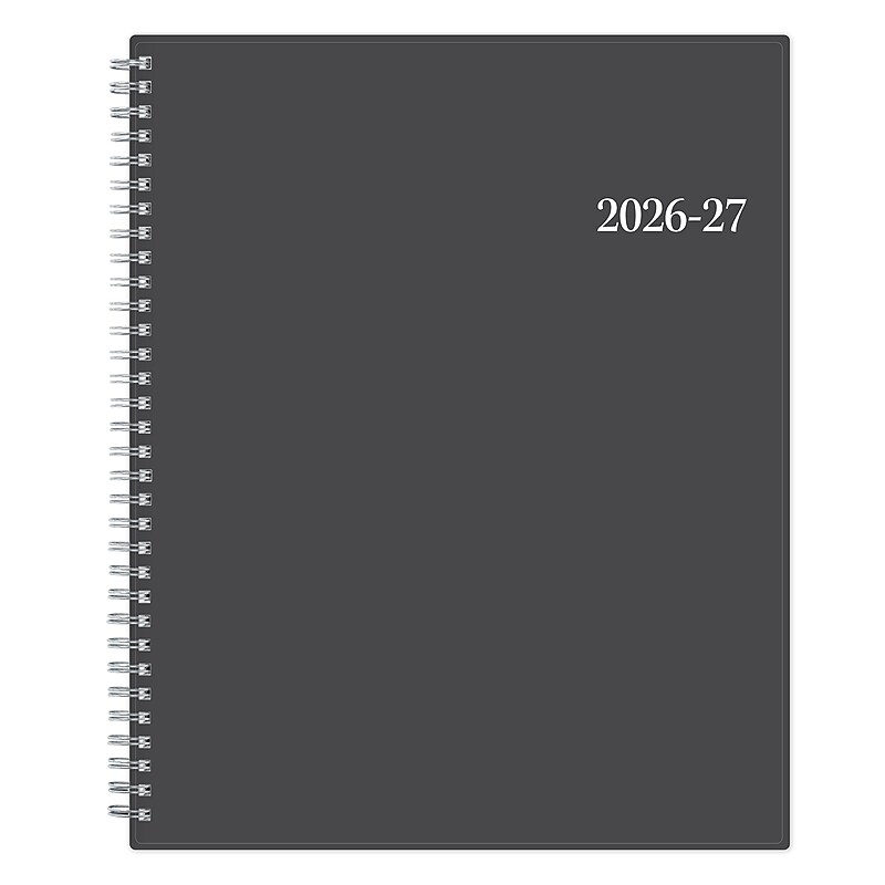 2026-2027 Blue Sky Collegiate 8" x 11" Academic Year Weekly & Monthly Planner, Plastic Cover, Gray (100135-A27) image 1