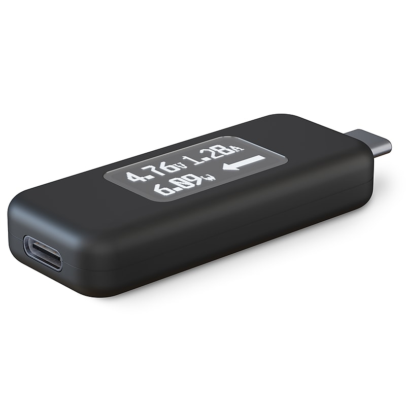 Plugable USB 3.1 Type C Male/Female Voltage and Amperage Meter, Black (USBC-VAMETER) image 1