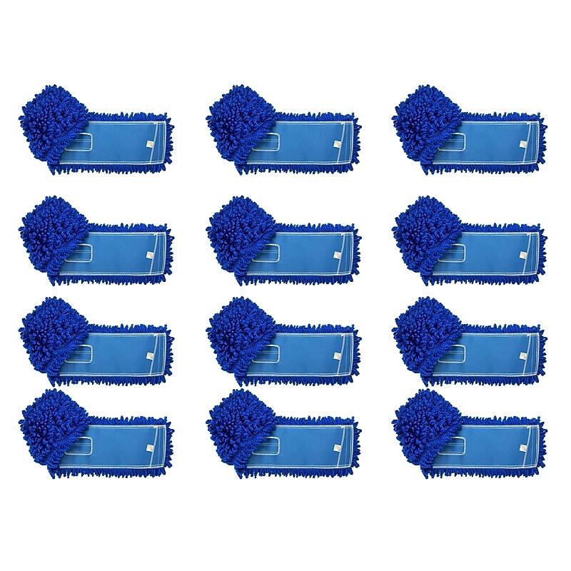 BISON LIFE Kleen Handler Microfiber Dust Mop Head, 6.75" x 18", Blue, 12/Pack (BPES-LEBDM-18-12) image 1