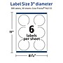 Avery TrueBlock Laser/Inkjet Round Multipurpose Labels, 3" Dia., White, 300 Labels/Box (94513)~#|#~35A40FE4-3A88-479D-8BF56165E2CD485A_sc7