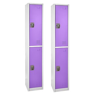 AdirOffice 72'' 2-Tier Key Lock Purple Steel Storage Locker, 2/Pack (629-202-PUR-2PK)