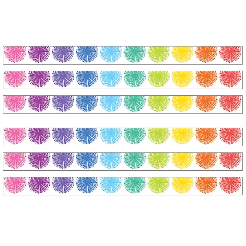 Teacher Created Resources Colorful Poms Scalloped Die-Cut Border Trim, 3 "x 2.92', Multicolor, 6/Bundle (TCR6919-6) image 1