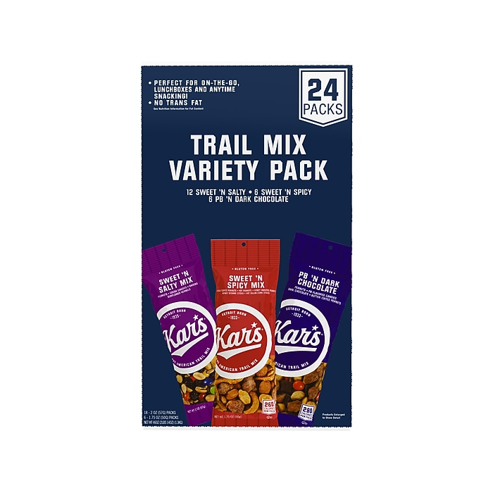 Kars Gluten Free Trail Mix Variety Pack, 46 oz., 24 Bags/Box (8362