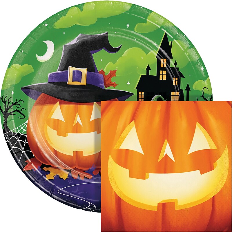 Say Hooray! Perfectly Pumpkin Paper Plates and Napkins Kit, Multicolored, 48/Pack (DTC9382E2G) image 1