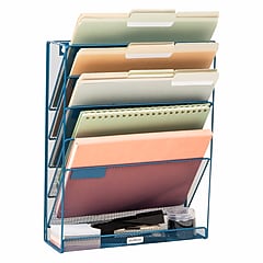 Mind Reader 5-Pocket Metal Mesh Mountable Wall File, Letter Size