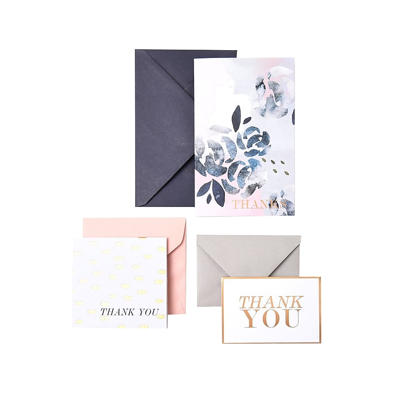 Gartner Studios Roobee Pastel Blue Florals Thank You Cards, Multicolored, 15/Pack (3060) image 1