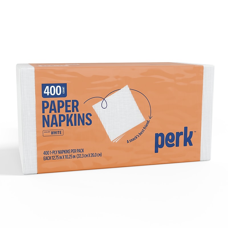 Perk™ Lunch Napkin, 1-ply, White, 400 Napkins/Pack (PK28584) image 1