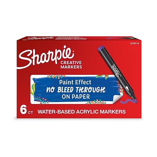 Sharpie Water-Based Creative Markers, Bullet Tip, Purple, 6/Pack