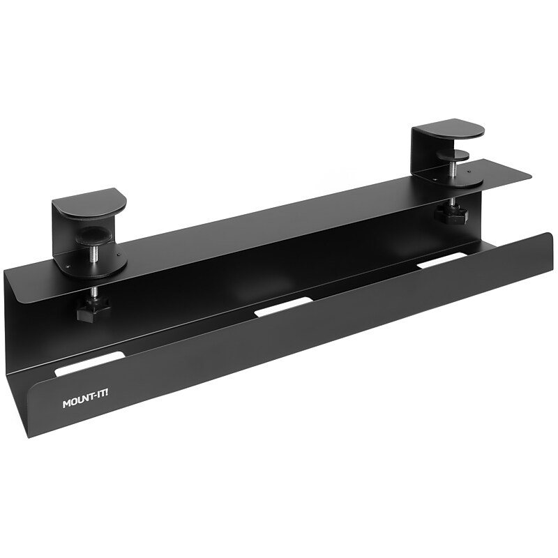 Mount-It! Clamp-on Under Desk Cable Management Tray, Holds up to 11 lbs., Matte Black (MI-7286BLK) image 1