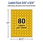 Avery Laser/Inkjet Square Multipurpose Labels, 0.75" x 0.75", Bright Yellow, 6400/Box (94102)~#|#~35ED162A-D129-4760-AB7A8267A9F319E7_sc7