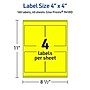 Avery Laser/Inkjet Multipurpose Square Labels, 4" x 4", Neon Yellow, 160/Pack (94100)~#|#~35F5DE43-436B-43BC-93278C13224D2965_sc7