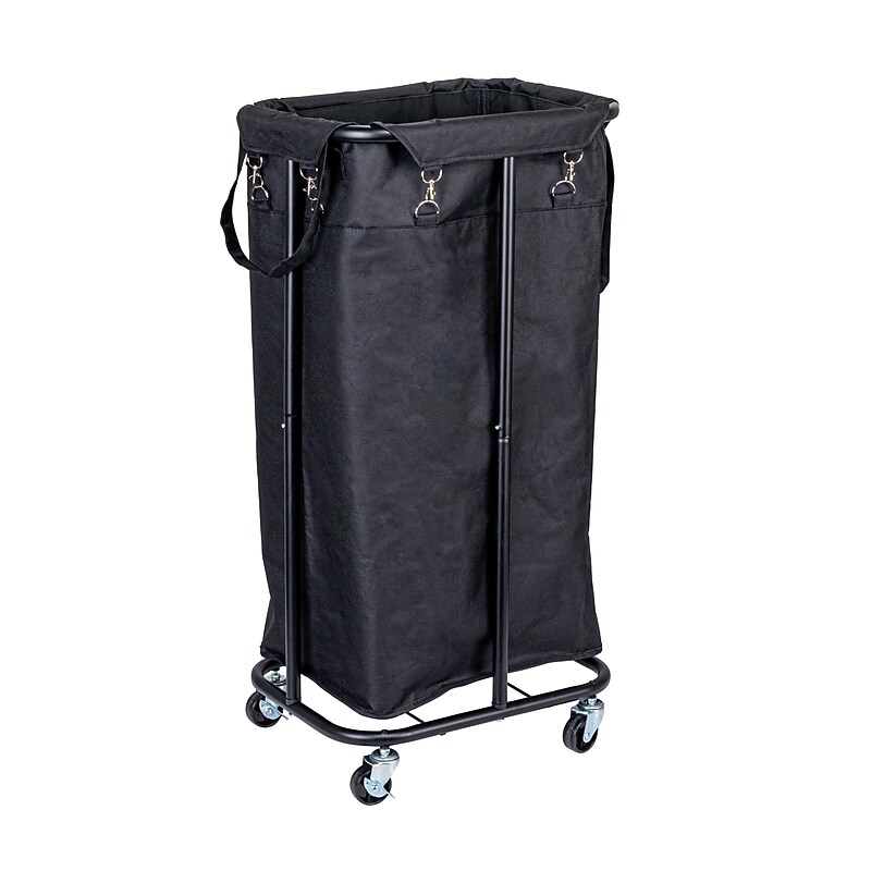 Household Essentials 1-Section Rolling Hamper, Canvas, Black (HE1094) image 1