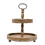 Storied Home 18.5" Decorative Wood 2‑Tier Tray Round Serving and Display Stand, Natural (DA4439)~#|#~360637FA-9C0B-4759-A8DD3B7719555A2F_sc7