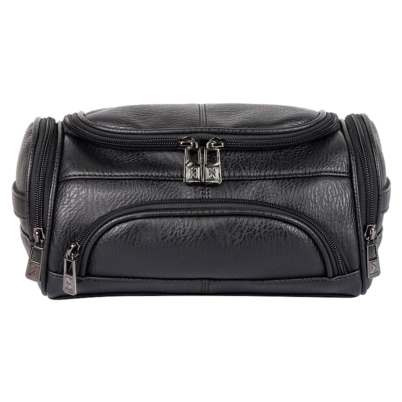 Karla Hanson 9.4" Faux Leather Toiletry Bag, Water Resistant, Black (60133BLACK) image 1