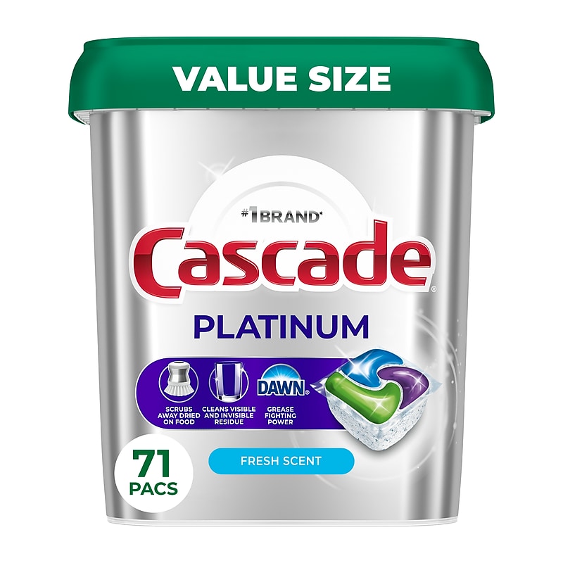 Cascade Platinum ActionPacs Dishwashing Detergent Pods, Fresh Scent, 71 Pods/Box (12052) image 1